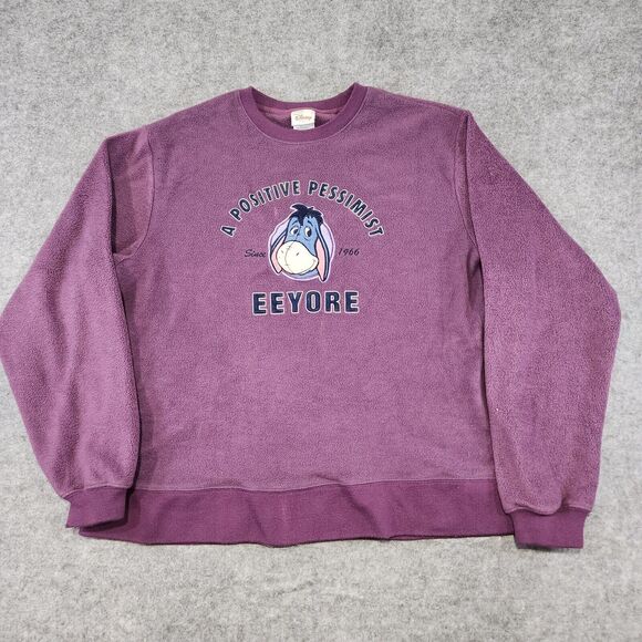 VTG Y2K Disney Store Eeyore Womens L Large Winnie The Pooh Fleece Sweatshirt - Picture 3 of 12